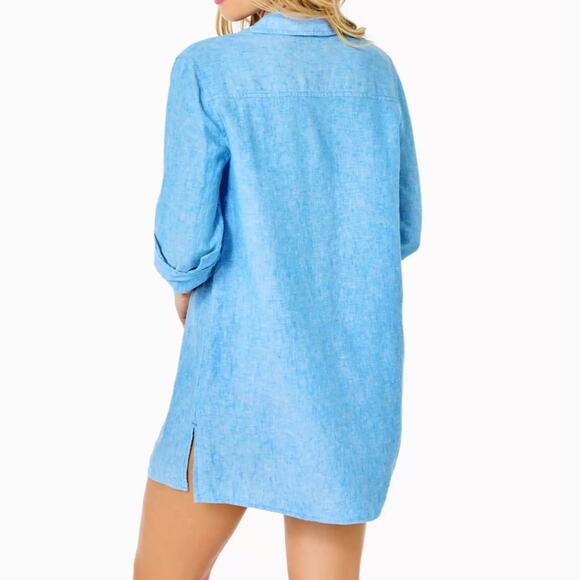 Lilly Pulitzer NWT 138.00 Women's Sea View Linen Button-Front Cover-Up Large - Picture 3 of 5